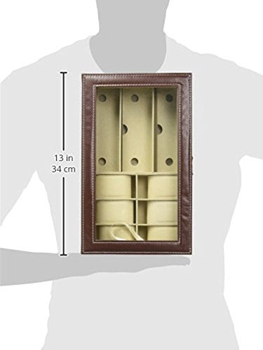 AUTOARK Leather 6 Watch and 3 Eyeglasses&Sunglasses Box with Jewelry Display Case Organizer,Mens Women Storage Holder Boxes,Glass Top,Black,AW-004