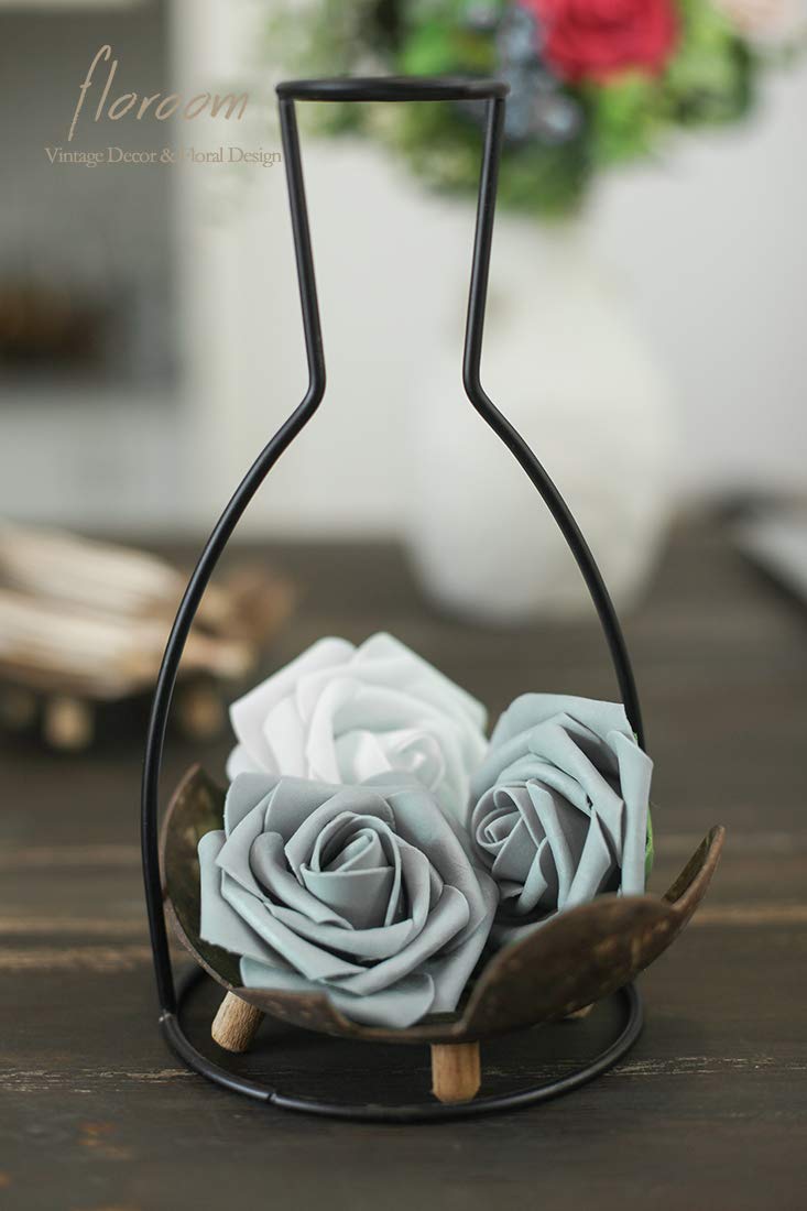 Floroom Artificial Flowers 25pcs Real Looking Ivory Foam Fake Roses with Stems for DIY Wedding Bouquets White Bridal Shower Centerpieces Arrangements Party Tables Decorations