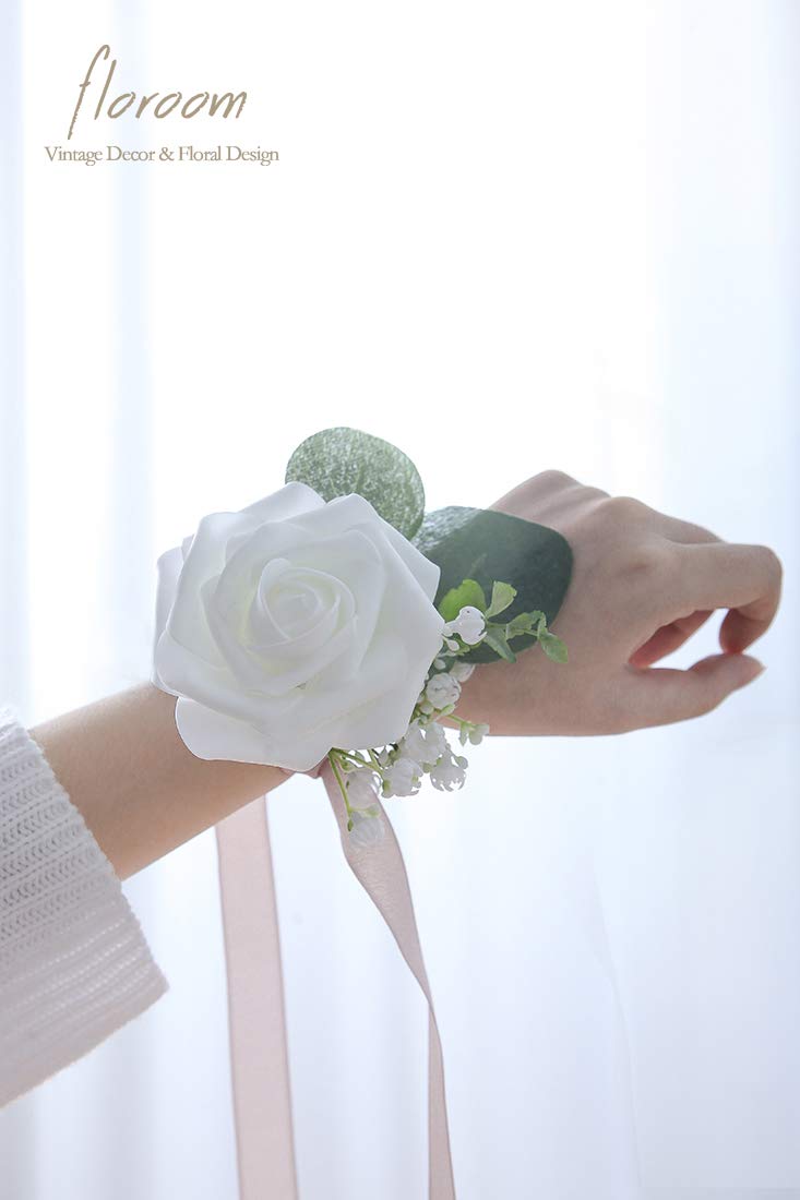Floroom Artificial Flowers 25pcs Real Looking Ivory Foam Fake Roses with Stems for DIY Wedding Bouquets White Bridal Shower Centerpieces Arrangements Party Tables Decorations