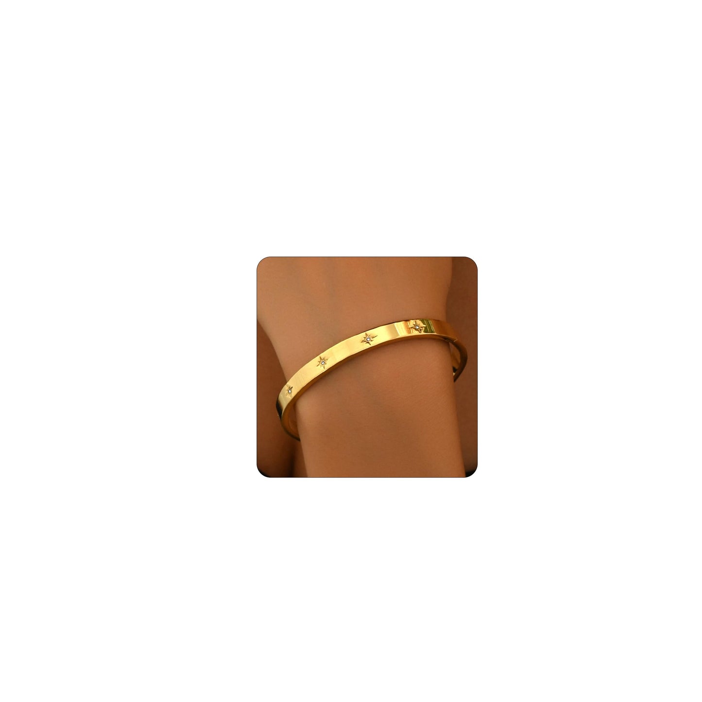 Gold bracelet for Women 18K Gold Plated Bamboo Watch Band Star Labyrinth Bangle Bracelets Dainty Stainless Steel Jewelry Gifts