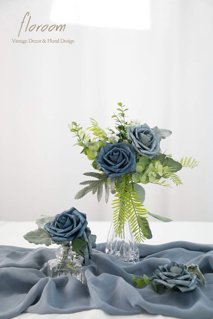 Floroom Artificial Flowers 25pcs Real Looking Ivory Foam Fake Roses with Stems for DIY Wedding Bouquets White Bridal Shower Centerpieces Arrangements Party Tables Decorations