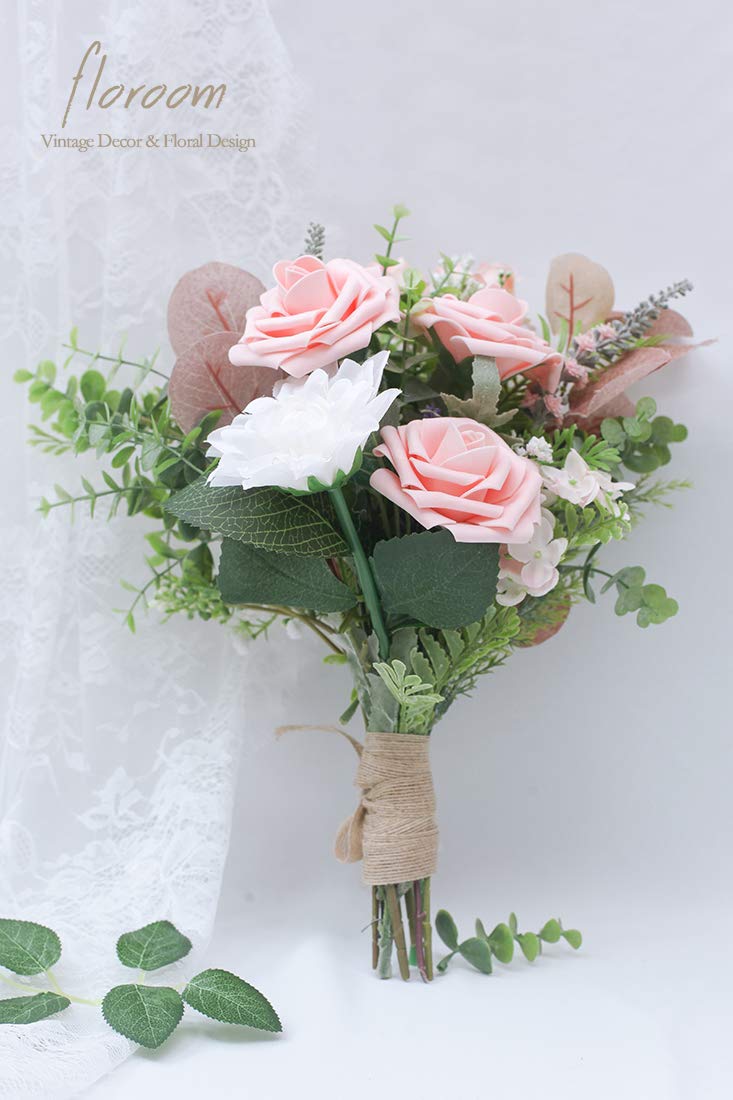 Floroom Artificial Flowers 25pcs Real Looking Ivory Foam Fake Roses with Stems for DIY Wedding Bouquets White Bridal Shower Centerpieces Arrangements Party Tables Decorations