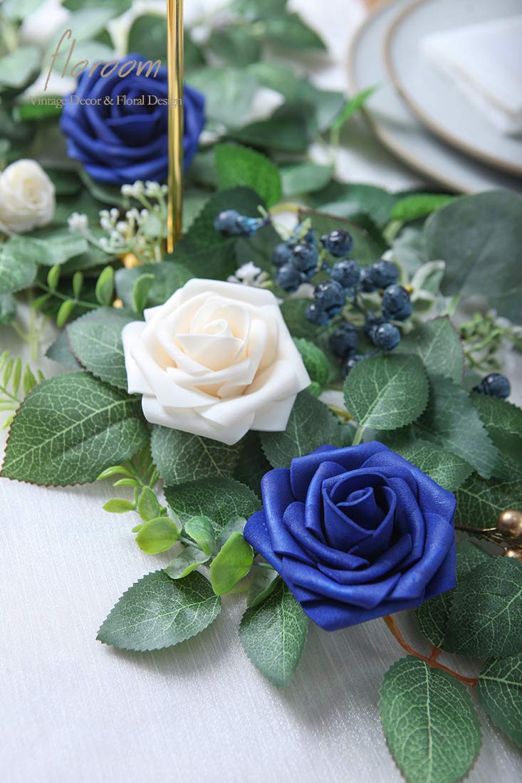 Floroom Artificial Flowers 25pcs Real Looking Ivory Foam Fake Roses with Stems for DIY Wedding Bouquets White Bridal Shower Centerpieces Arrangements Party Tables Decorations