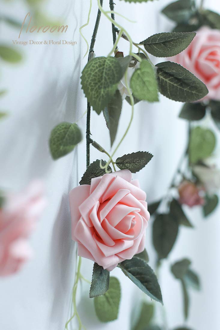 Floroom Artificial Flowers 25pcs Real Looking Ivory Foam Fake Roses with Stems for DIY Wedding Bouquets White Bridal Shower Centerpieces Arrangements Party Tables Decorations
