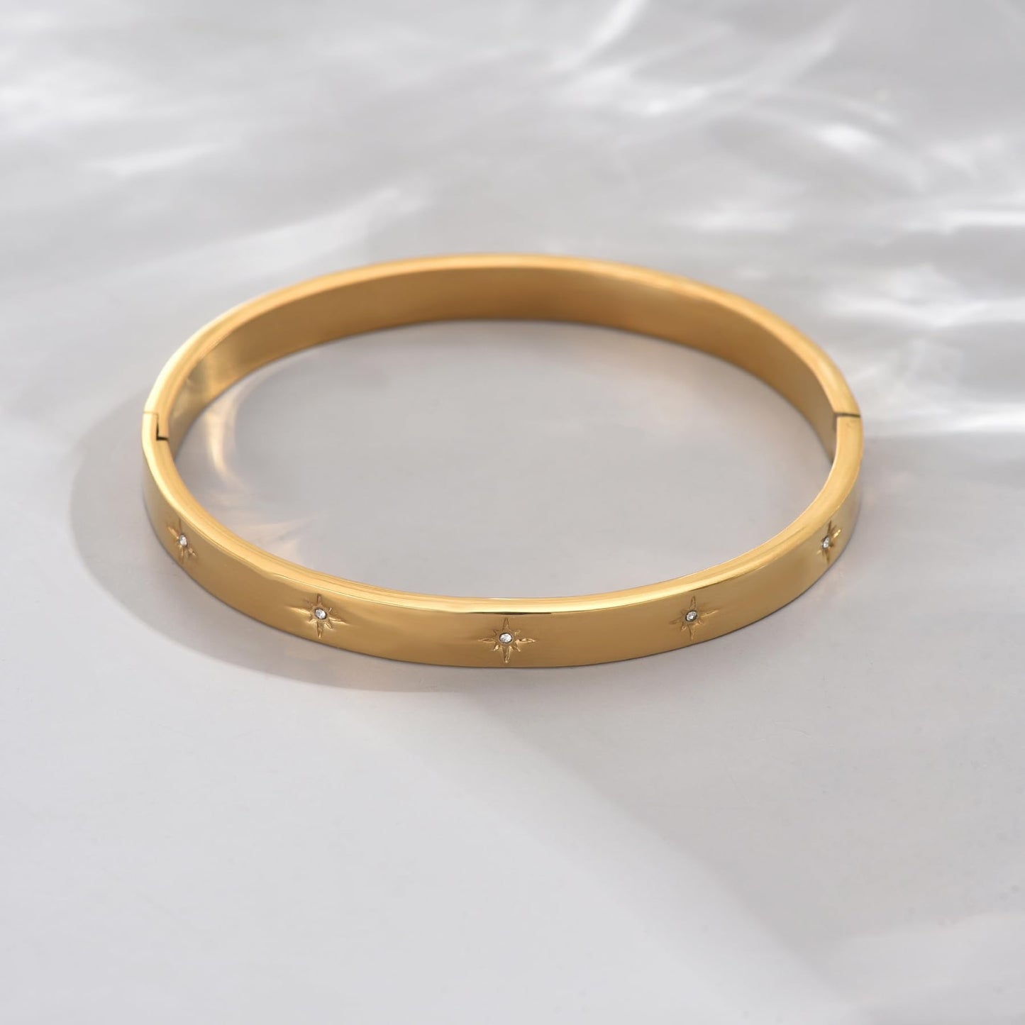 Gold bracelet for Women 18K Gold Plated Bamboo Watch Band Star Labyrinth Bangle Bracelets Dainty Stainless Steel Jewelry Gifts