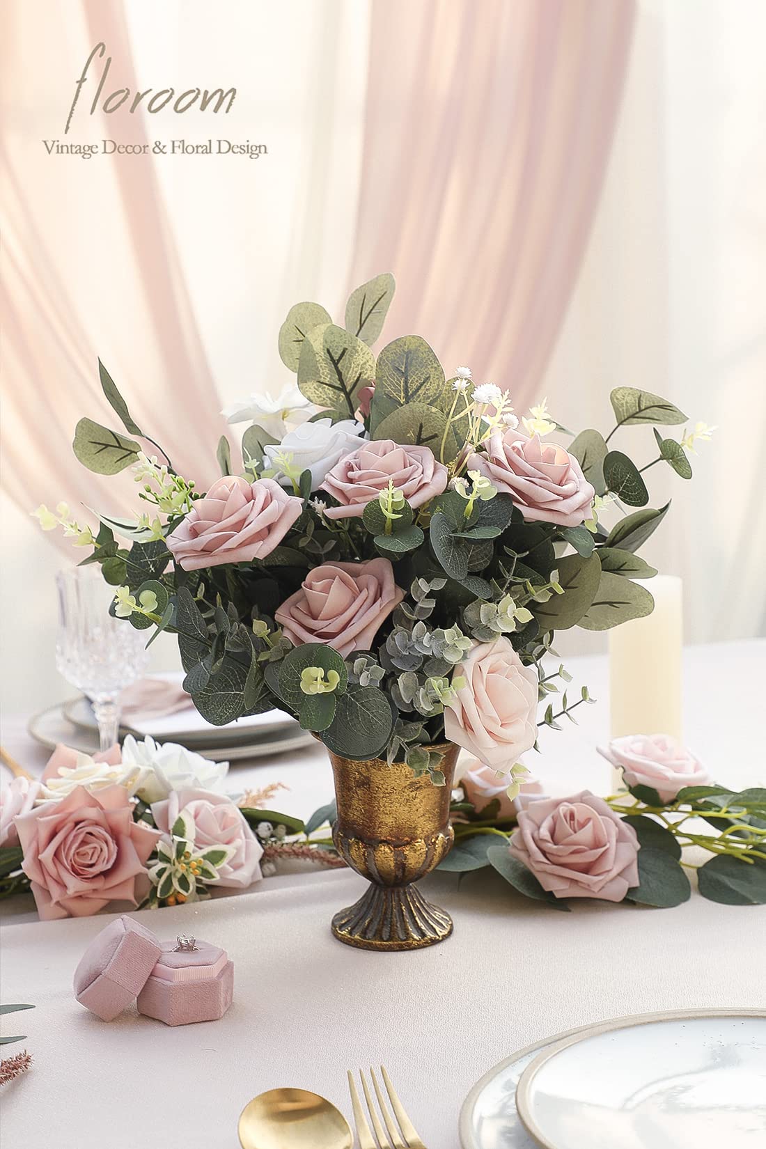 Floroom Artificial Flowers 25pcs Real Looking Ivory Foam Fake Roses with Stems for DIY Wedding Bouquets White Bridal Shower Centerpieces Arrangements Party Tables Decorations