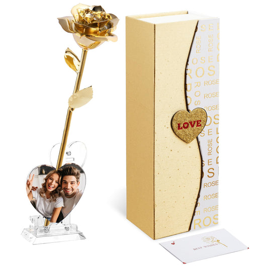 Gold Dipped Real 24K Gold Rose, 1 Pack Infinity Flower Decor Hand Dipped in 24K Romantic Rose Gifts for Women in Her Wife Girlfriend Birthday Anniversary Valentines Mothers Day Christmas(Gold)