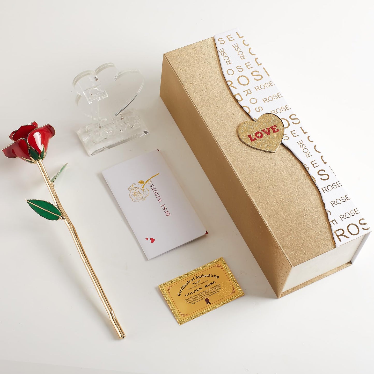 Gold Dipped Real 24K Gold Rose, 1 Pack Infinity Flower Decor Hand Dipped in 24K Romantic Rose Gifts for Women in Her Wife Girlfriend Birthday Anniversary Valentines Mothers Day Christmas(Gold)