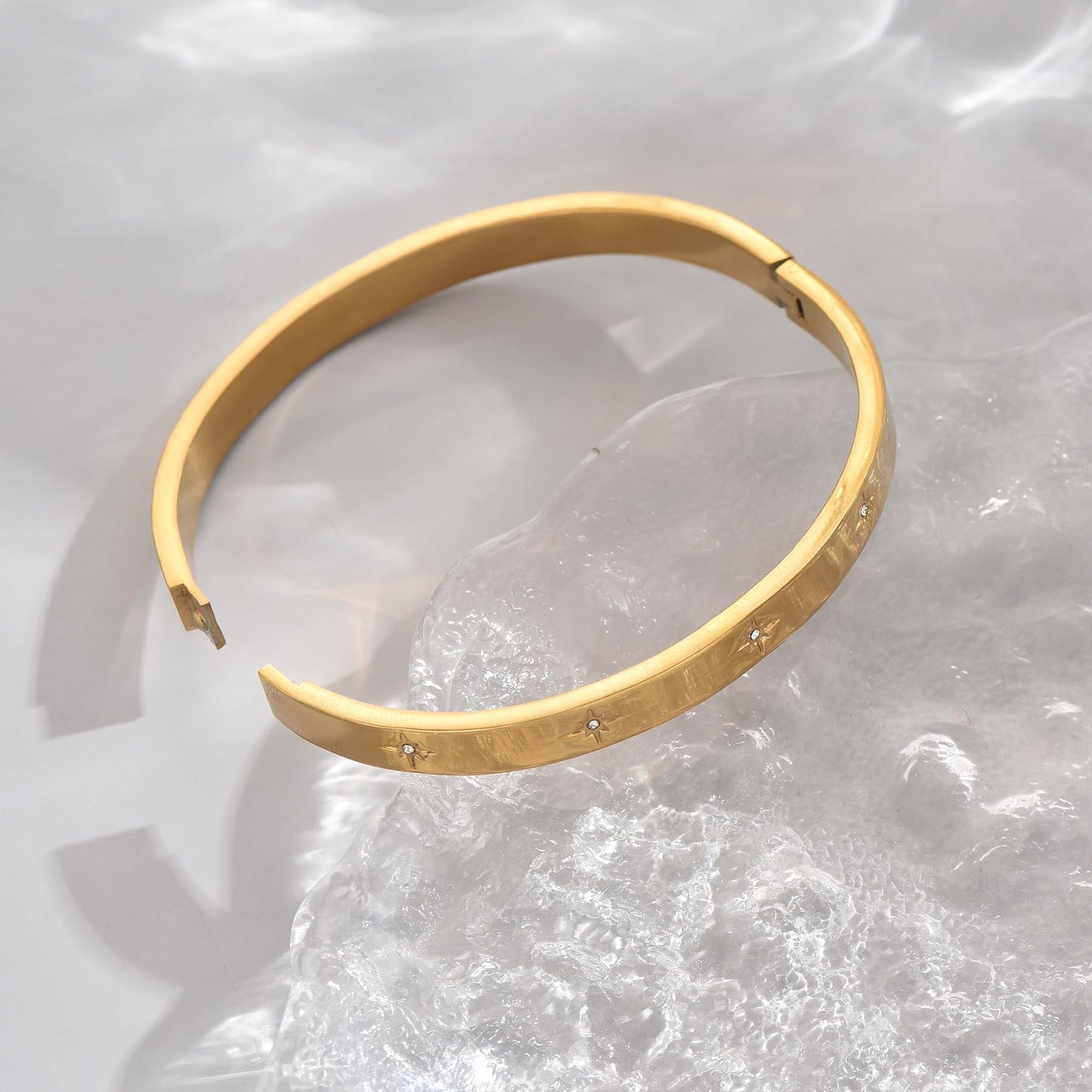 Gold bracelet for Women 18K Gold Plated Bamboo Watch Band Star Labyrinth Bangle Bracelets Dainty Stainless Steel Jewelry Gifts