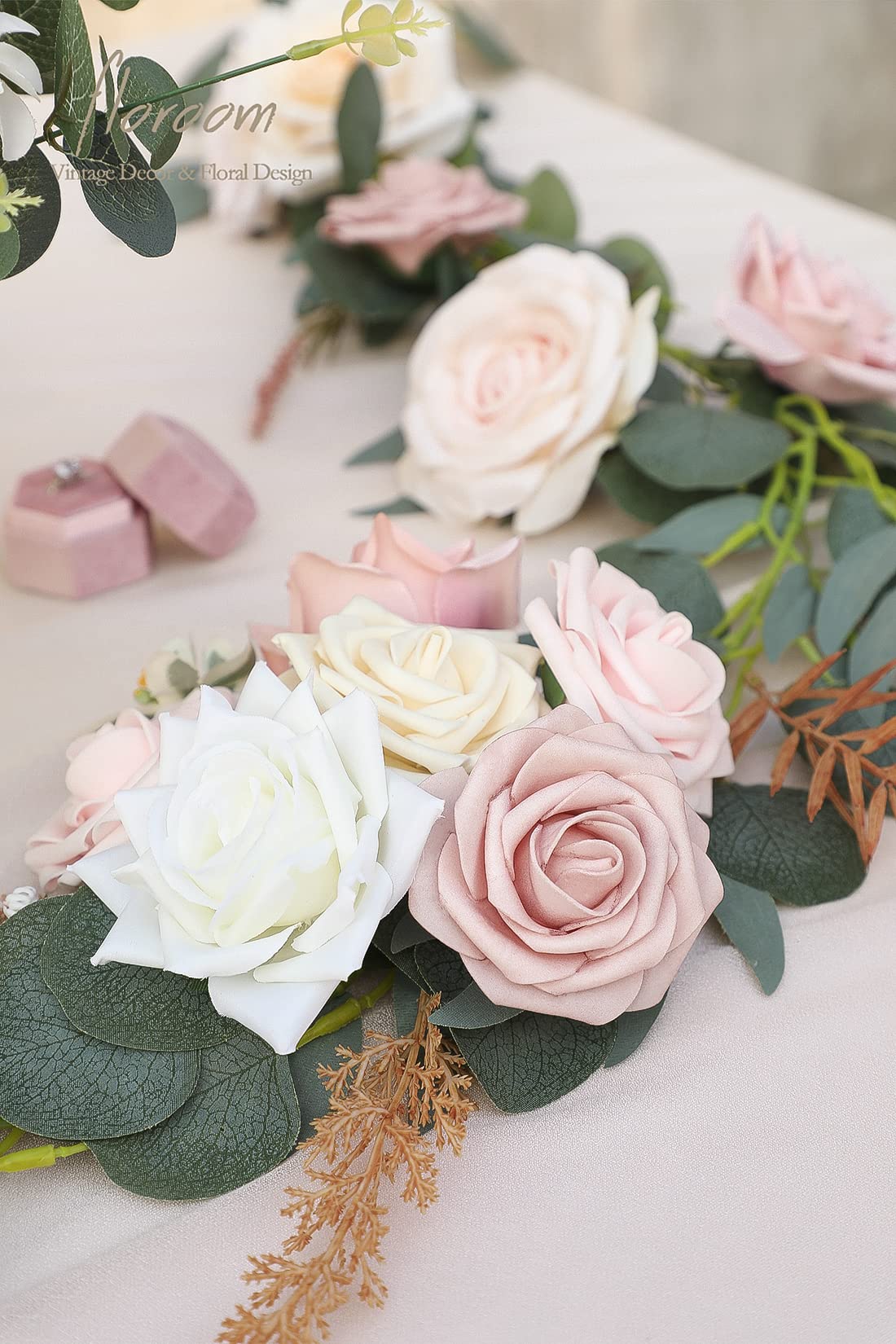 Floroom Artificial Flowers 25pcs Real Looking Ivory Foam Fake Roses with Stems for DIY Wedding Bouquets White Bridal Shower Centerpieces Arrangements Party Tables Decorations