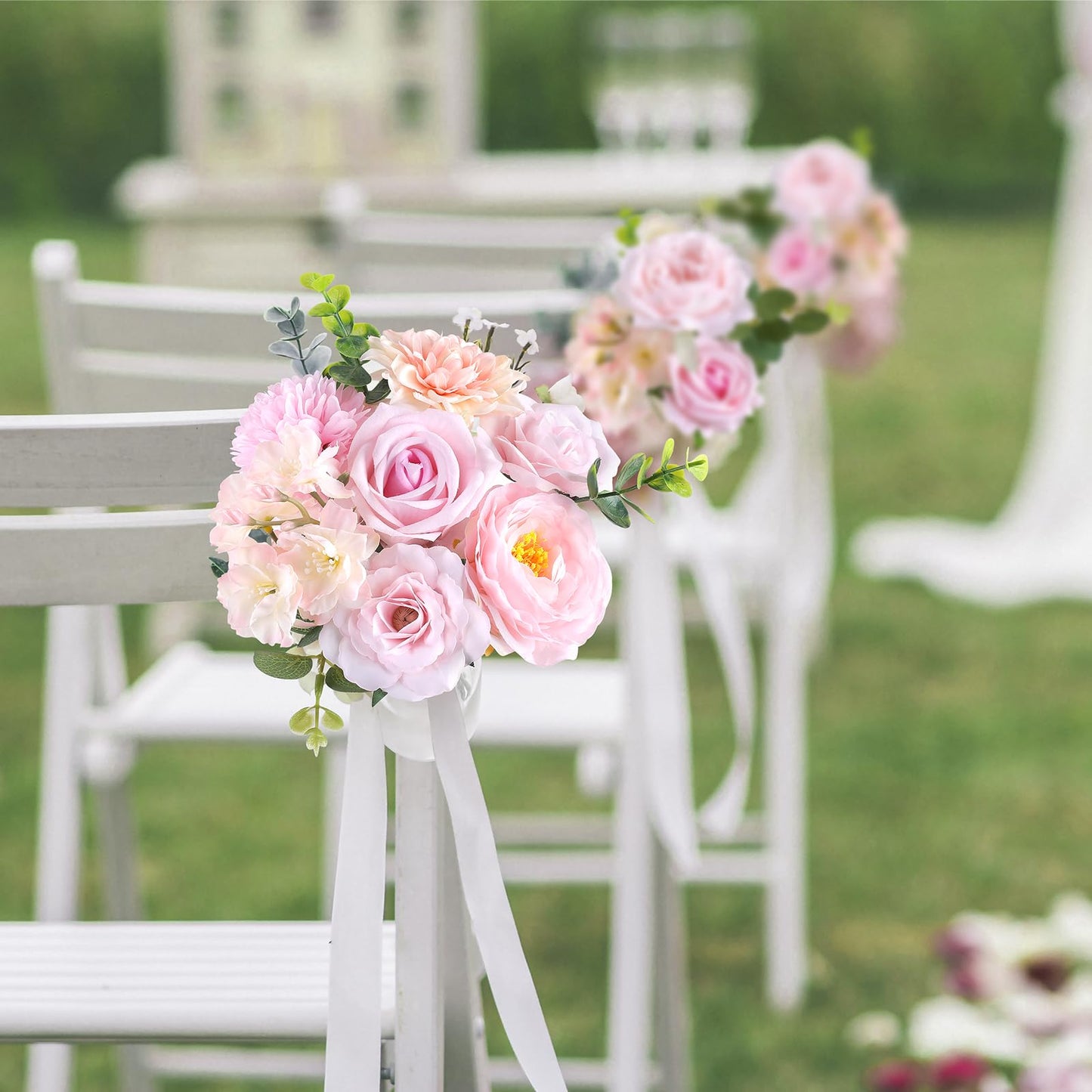 Rose Artificial Flowers Combo Fake Flowers Pink Roses Silk Flowers with Stems for DIY Bridal Wedding Bouquets Centerpieces Arrangements Table Party Baby Shower Home Decor (Champagne Pink)