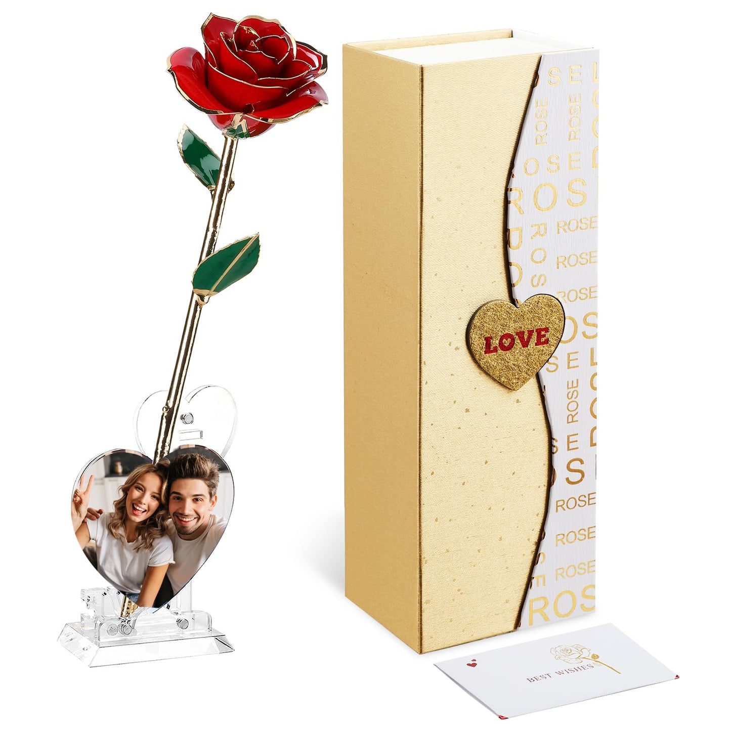 Gold Dipped Real 24K Gold Rose, 1 Pack Infinity Flower Decor Hand Dipped in 24K Romantic Rose Gifts for Women in Her Wife Girlfriend Birthday Anniversary Valentines Mothers Day Christmas(Gold)