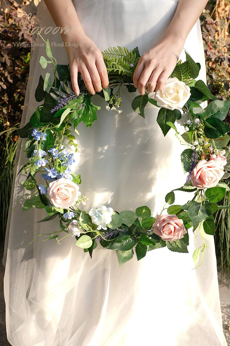 Floroom Artificial Flowers 25pcs Real Looking Ivory Foam Fake Roses with Stems for DIY Wedding Bouquets White Bridal Shower Centerpieces Arrangements Party Tables Decorations