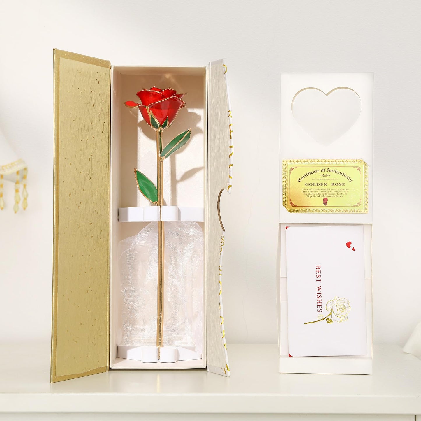 Gold Dipped Real 24K Gold Rose, 1 Pack Infinity Flower Decor Hand Dipped in 24K Romantic Rose Gifts for Women in Her Wife Girlfriend Birthday Anniversary Valentines Mothers Day Christmas(Gold)