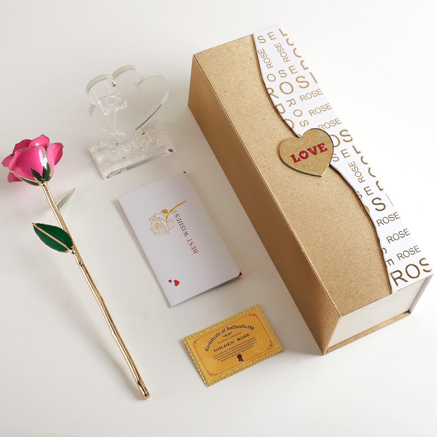 Gold Dipped Real 24K Gold Rose, 1 Pack Infinity Flower Decor Hand Dipped in 24K Romantic Rose Gifts for Women in Her Wife Girlfriend Birthday Anniversary Valentines Mothers Day Christmas(Gold)