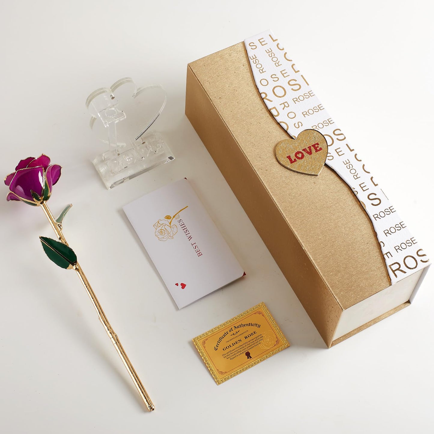 Gold Dipped Real 24K Gold Rose, 1 Pack Infinity Flower Decor Hand Dipped in 24K Romantic Rose Gifts for Women in Her Wife Girlfriend Birthday Anniversary Valentines Mothers Day Christmas(Gold)