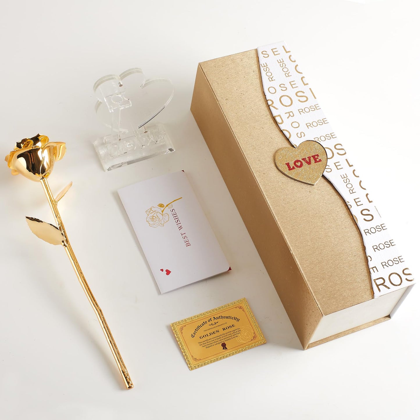 Gold Dipped Real 24K Gold Rose, 1 Pack Infinity Flower Decor Hand Dipped in 24K Romantic Rose Gifts for Women in Her Wife Girlfriend Birthday Anniversary Valentines Mothers Day Christmas(Gold)