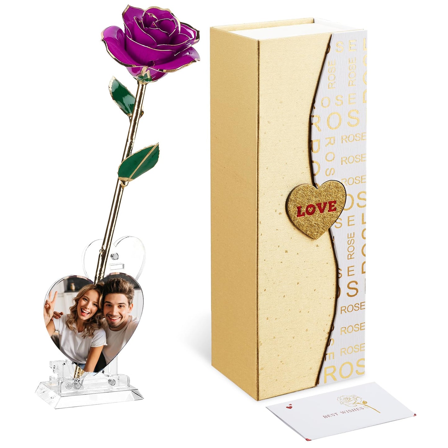 Gold Dipped Real 24K Gold Rose, 1 Pack Infinity Flower Decor Hand Dipped in 24K Romantic Rose Gifts for Women in Her Wife Girlfriend Birthday Anniversary Valentines Mothers Day Christmas(Gold)