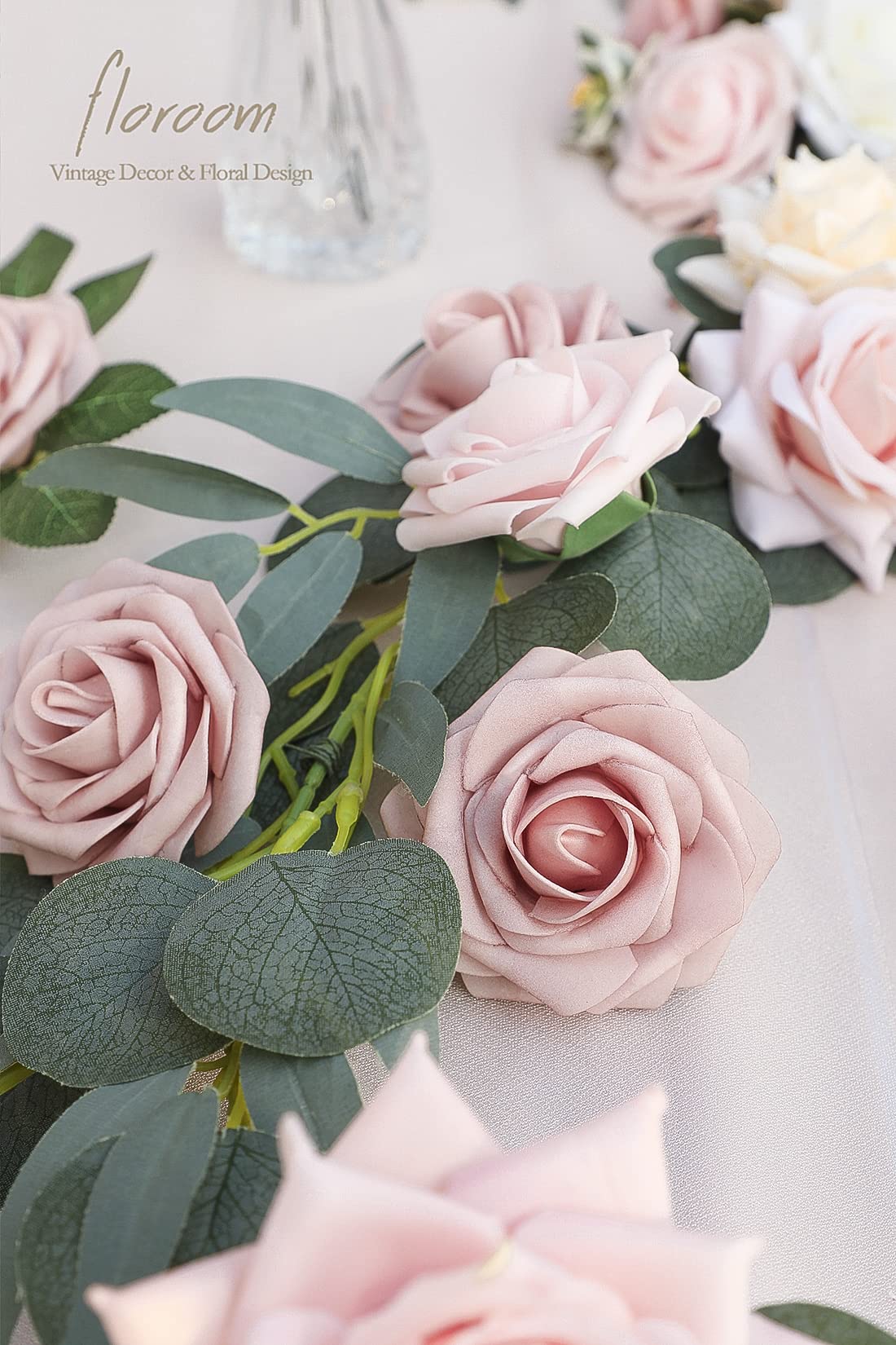 Floroom Artificial Flowers 25pcs Real Looking Ivory Foam Fake Roses with Stems for DIY Wedding Bouquets White Bridal Shower Centerpieces Arrangements Party Tables Decorations