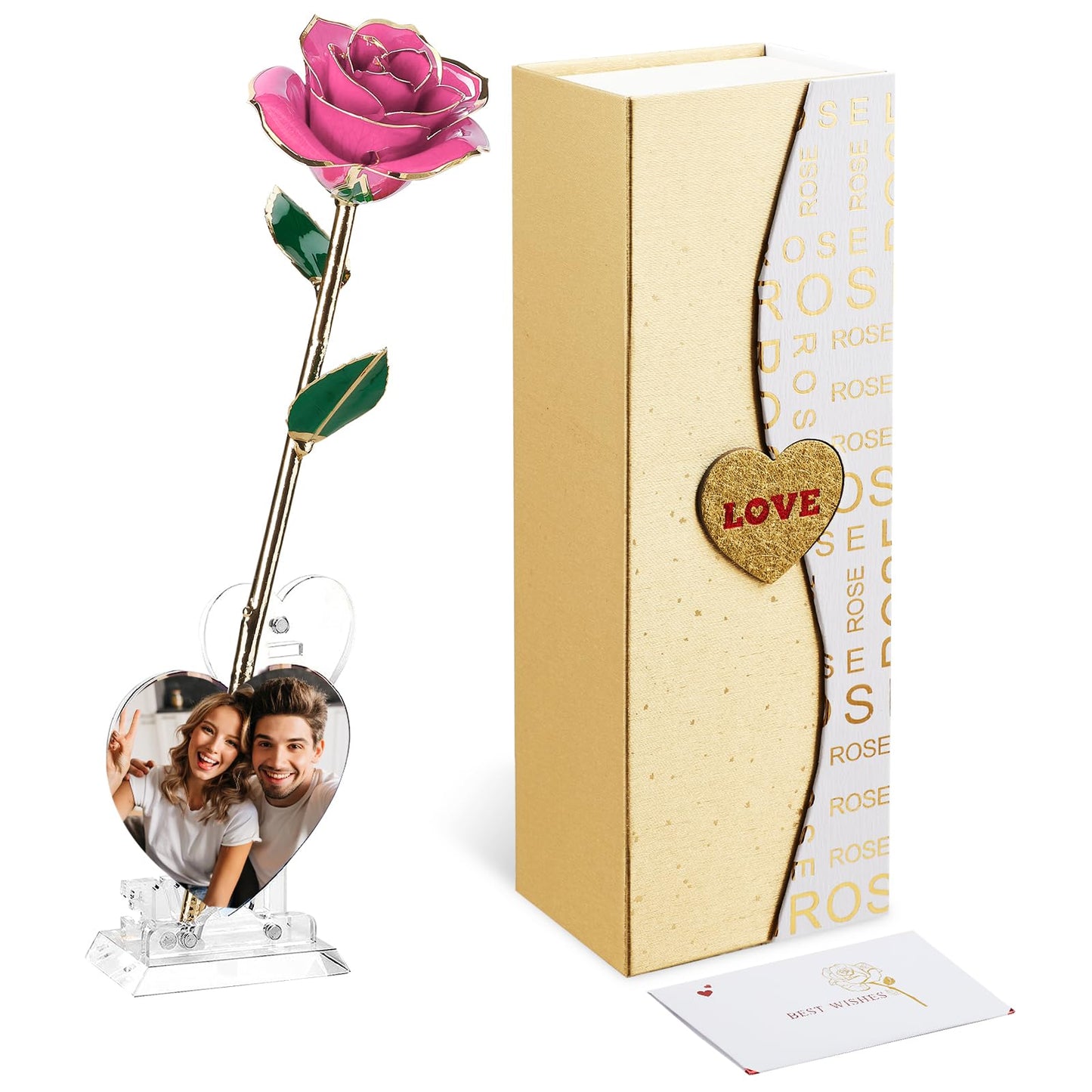 Gold Dipped Real 24K Gold Rose, 1 Pack Infinity Flower Decor Hand Dipped in 24K Romantic Rose Gifts for Women in Her Wife Girlfriend Birthday Anniversary Valentines Mothers Day Christmas(Gold)