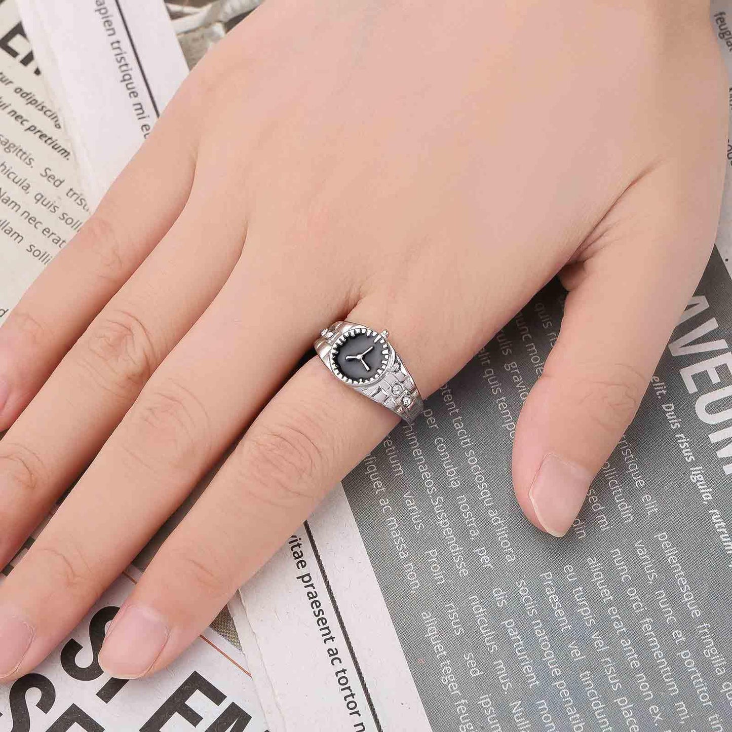 Andelaisi Boho Watch Finger Ring Vintage Watch Wrap Open Ring Gold Clock Open Knuckle Ring Watch Adjustable Stacking Ring Jewelry for Women