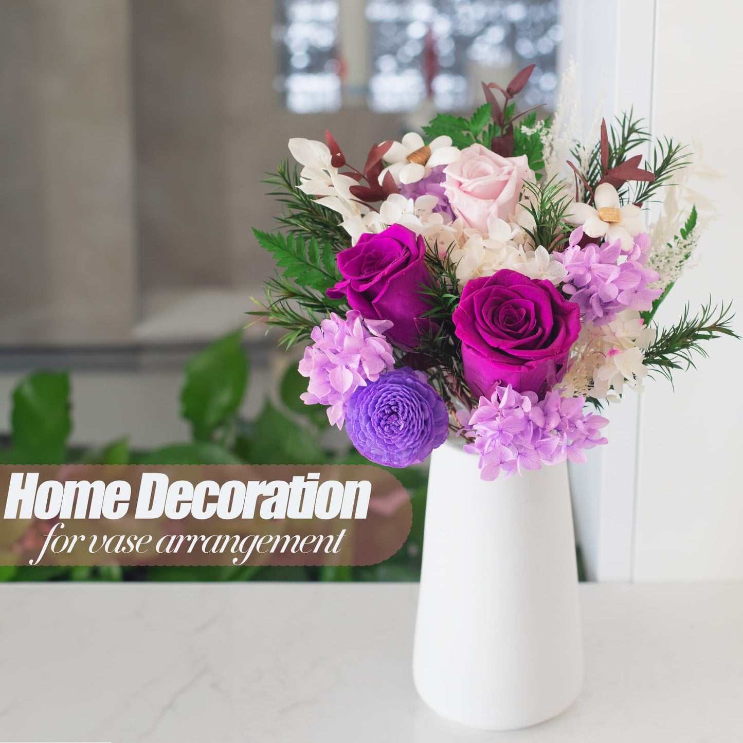 QOEAZY Preserved Flowers Bouquet with Gift Box, Purple Flowers for Delivery Prime, Birthday Flowers for Women Mom Grandma, Flowers Gifts for Valentine's Day, Mother's Day, Anniversary, Christmas