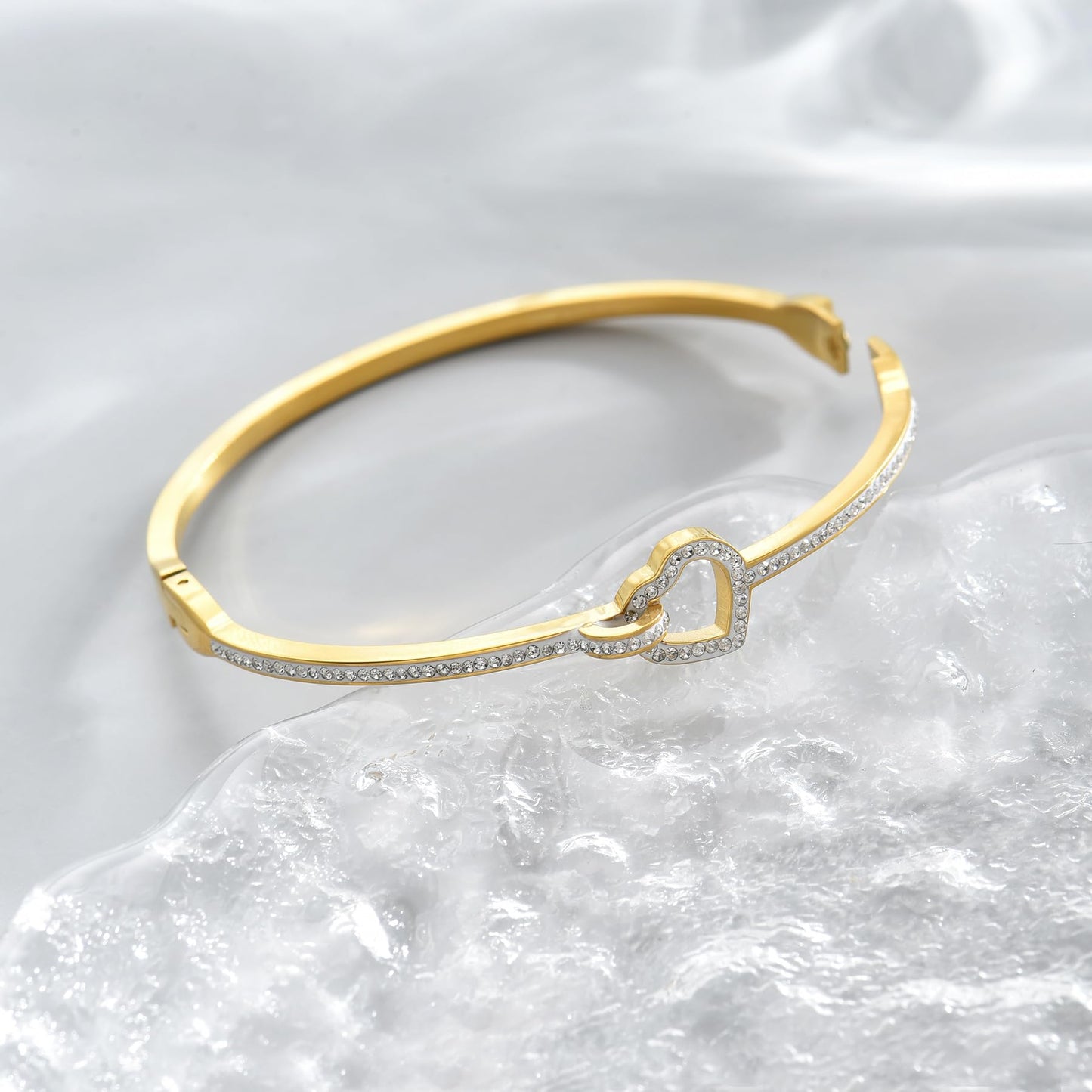 Gold bracelet for Women 18K Gold Plated Bamboo Watch Band Star Labyrinth Bangle Bracelets Dainty Stainless Steel Jewelry Gifts