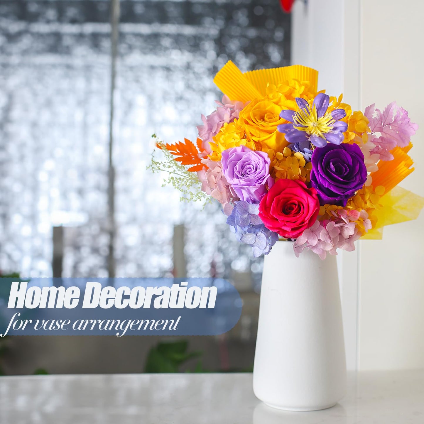 QOEAZY Preserved Flowers Bouquet with Gift Box, Purple Flowers for Delivery Prime, Birthday Flowers for Women Mom Grandma, Flowers Gifts for Valentine's Day, Mother's Day, Anniversary, Christmas