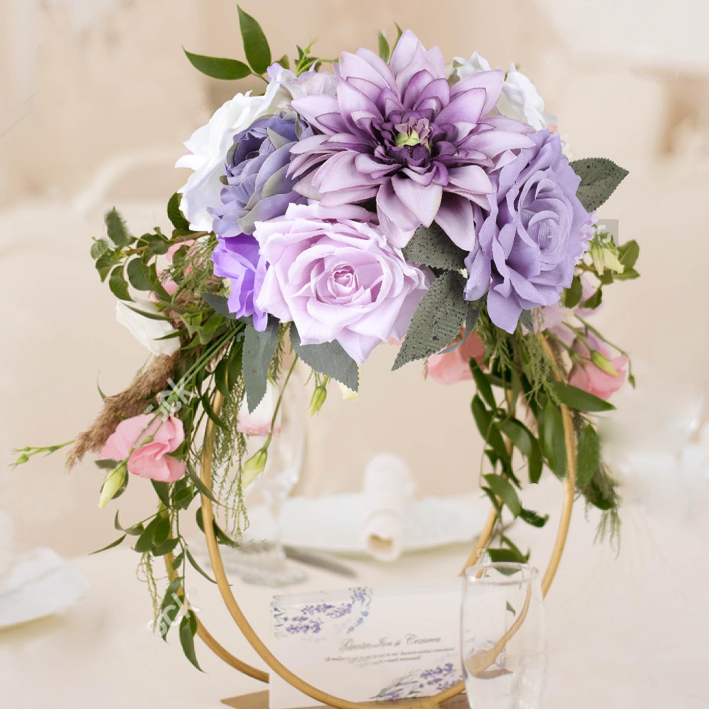 Rose Artificial Flowers Combo Fake Flowers Pink Roses Silk Flowers with Stems for DIY Bridal Wedding Bouquets Centerpieces Arrangements Table Party Baby Shower Home Decor (Champagne Pink)