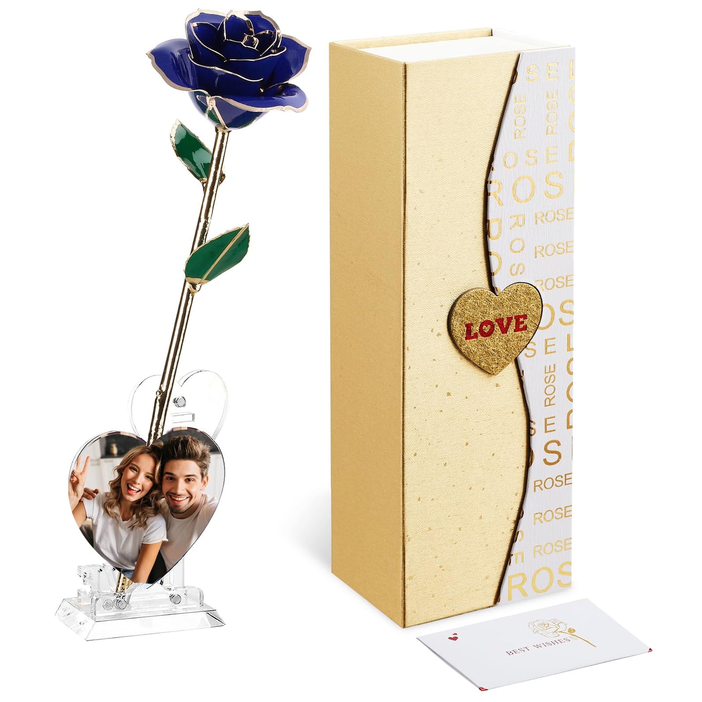 Gold Dipped Real 24K Gold Rose, 1 Pack Infinity Flower Decor Hand Dipped in 24K Romantic Rose Gifts for Women in Her Wife Girlfriend Birthday Anniversary Valentines Mothers Day Christmas(Gold)