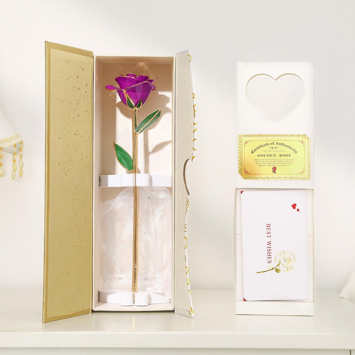 Gold Dipped Real 24K Gold Rose, 1 Pack Infinity Flower Decor Hand Dipped in 24K Romantic Rose Gifts for Women in Her Wife Girlfriend Birthday Anniversary Valentines Mothers Day Christmas(Gold)