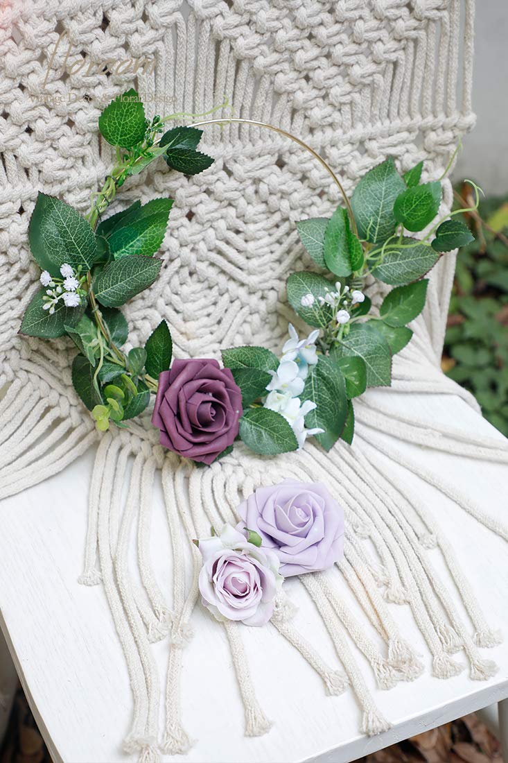 Floroom Artificial Flowers 25pcs Real Looking Ivory Foam Fake Roses with Stems for DIY Wedding Bouquets White Bridal Shower Centerpieces Arrangements Party Tables Decorations