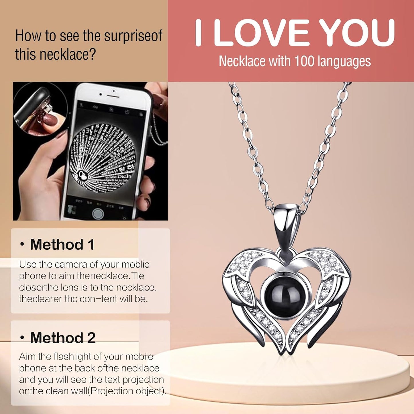 Preserved Real Rose with I Love You Necklace 100 Languages, Forever Flower Rose Gifts for Girlfriend, Women, Mom, Wife, Gifts Idea on Christmas,Valentine's Day,Birthday, Anniversary