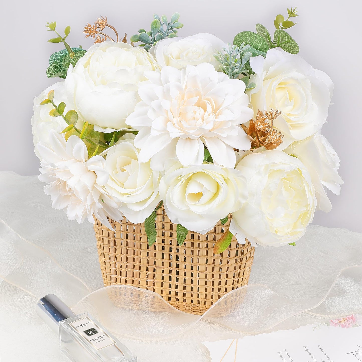 Rose Artificial Flowers Combo Fake Flowers Pink Roses Silk Flowers with Stems for DIY Bridal Wedding Bouquets Centerpieces Arrangements Table Party Baby Shower Home Decor (Champagne Pink)