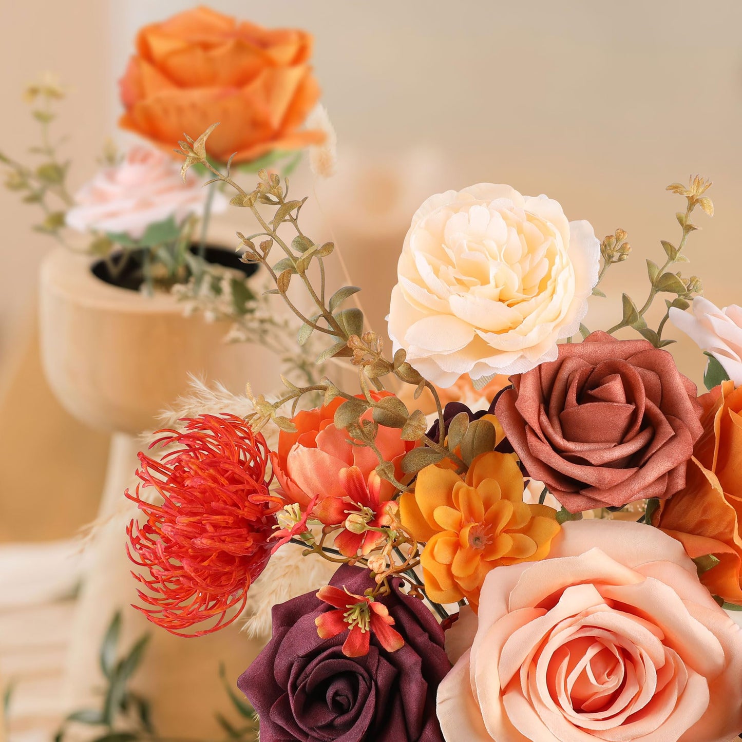 Rose Artificial Flowers Combo Fake Flowers Pink Roses Silk Flowers with Stems for DIY Bridal Wedding Bouquets Centerpieces Arrangements Table Party Baby Shower Home Decor (Champagne Pink)
