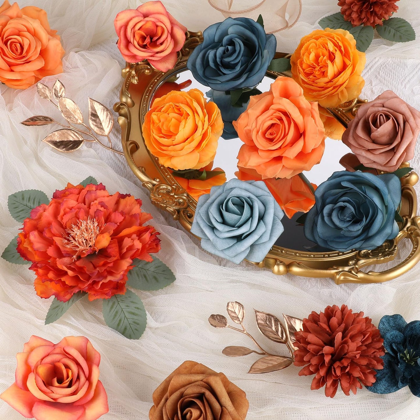 Rose Artificial Flowers Combo Fake Flowers Pink Roses Silk Flowers with Stems for DIY Bridal Wedding Bouquets Centerpieces Arrangements Table Party Baby Shower Home Decor (Champagne Pink)