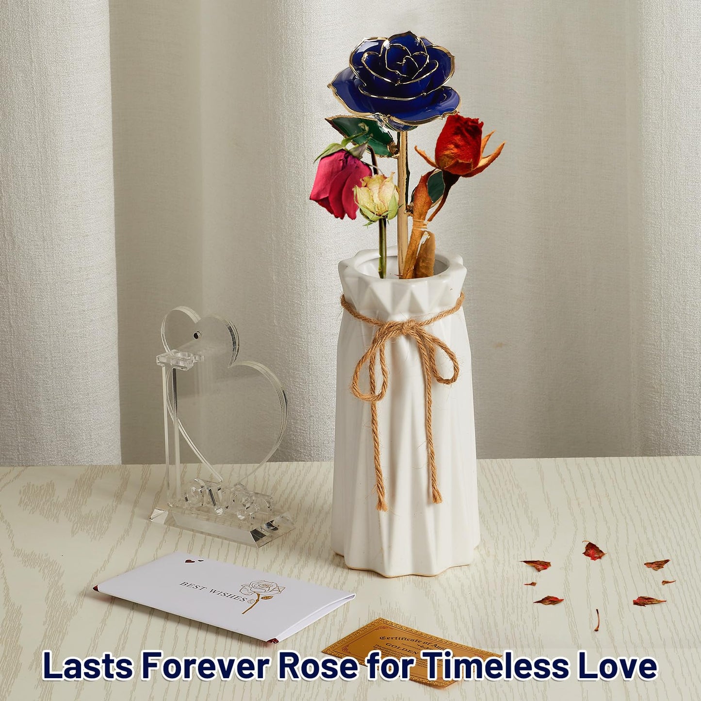 Gold Dipped Real 24K Gold Rose, 1 Pack Infinity Flower Decor Hand Dipped in 24K Romantic Rose Gifts for Women in Her Wife Girlfriend Birthday Anniversary Valentines Mothers Day Christmas(Gold)