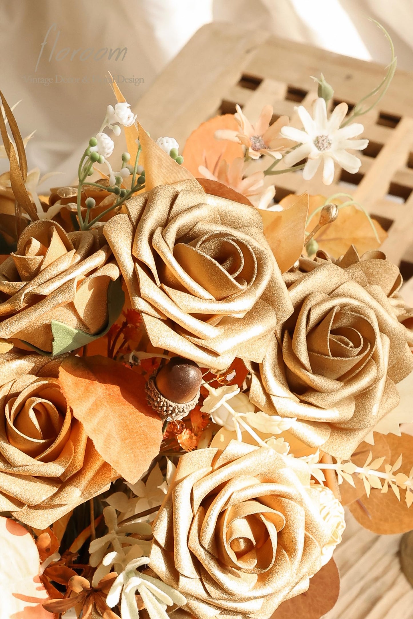 Floroom Artificial Flowers 25pcs Real Looking Ivory Foam Fake Roses with Stems for DIY Wedding Bouquets White Bridal Shower Centerpieces Arrangements Party Tables Decorations
