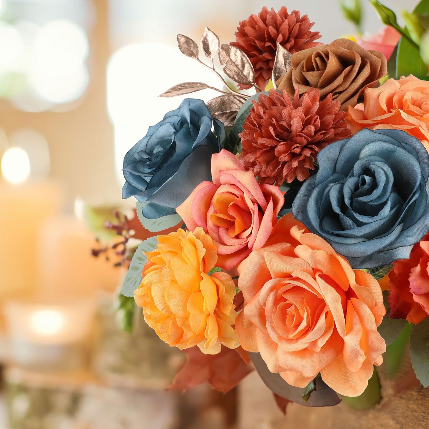 Rose Artificial Flowers Combo Fake Flowers Pink Roses Silk Flowers with Stems for DIY Bridal Wedding Bouquets Centerpieces Arrangements Table Party Baby Shower Home Decor (Champagne Pink)