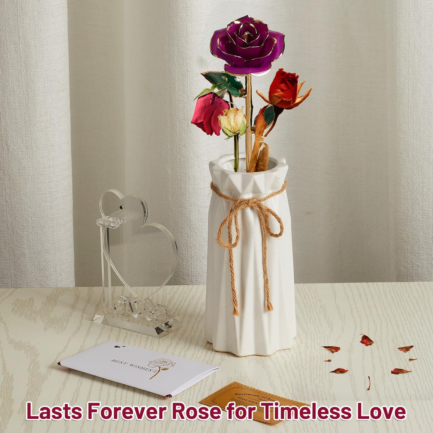 Gold Dipped Real 24K Gold Rose, 1 Pack Infinity Flower Decor Hand Dipped in 24K Romantic Rose Gifts for Women in Her Wife Girlfriend Birthday Anniversary Valentines Mothers Day Christmas(Gold)
