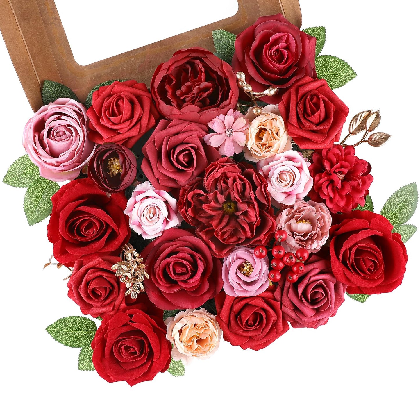 Rose Artificial Flowers Combo Fake Flowers Pink Roses Silk Flowers with Stems for DIY Bridal Wedding Bouquets Centerpieces Arrangements Table Party Baby Shower Home Decor (Champagne Pink)