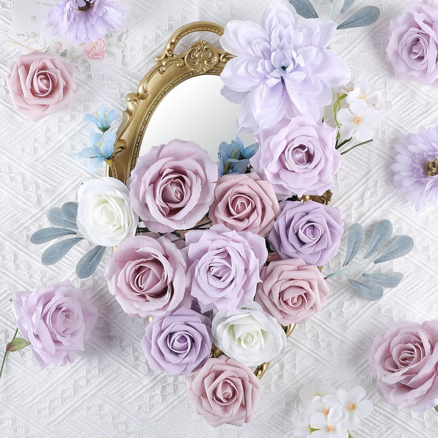 Rose Artificial Flowers Combo Fake Flowers Pink Roses Silk Flowers with Stems for DIY Bridal Wedding Bouquets Centerpieces Arrangements Table Party Baby Shower Home Decor (Champagne Pink)