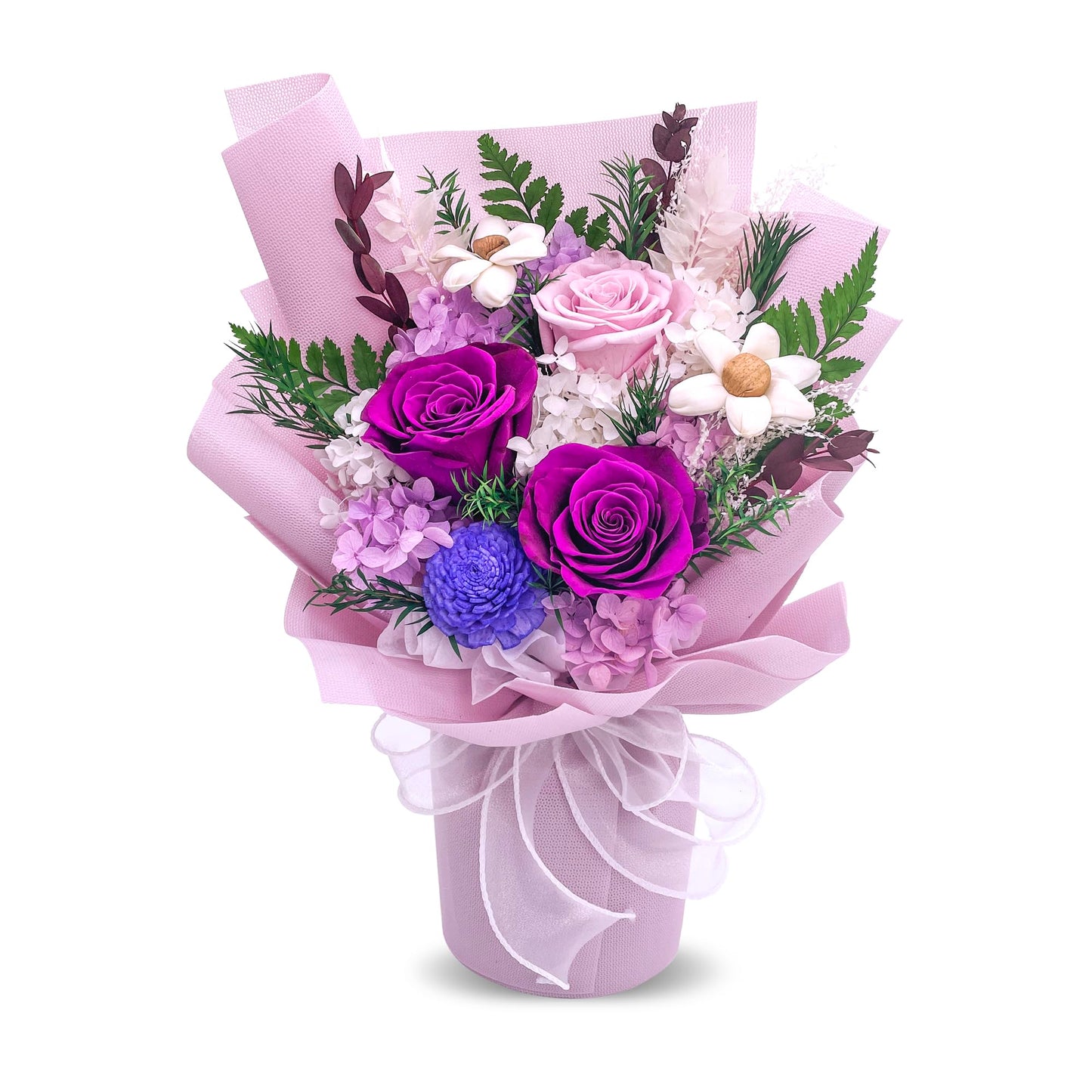 QOEAZY Preserved Flowers Bouquet with Gift Box, Purple Flowers for Delivery Prime, Birthday Flowers for Women Mom Grandma, Flowers Gifts for Valentine's Day, Mother's Day, Anniversary, Christmas