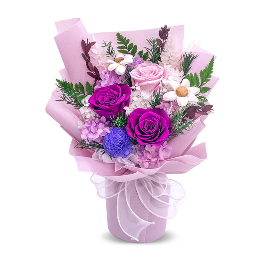 QOEAZY Preserved Flowers Bouquet with Gift Box, Purple Flowers for Delivery Prime, Birthday Flowers for Women Mom Grandma, Flowers Gifts for Valentine's Day, Mother's Day, Anniversary, Christmas
