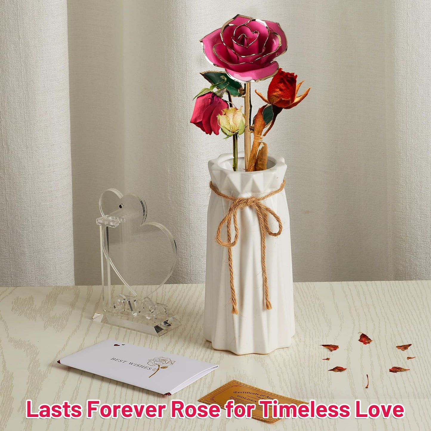Gold Dipped Real 24K Gold Rose, 1 Pack Infinity Flower Decor Hand Dipped in 24K Romantic Rose Gifts for Women in Her Wife Girlfriend Birthday Anniversary Valentines Mothers Day Christmas(Gold)