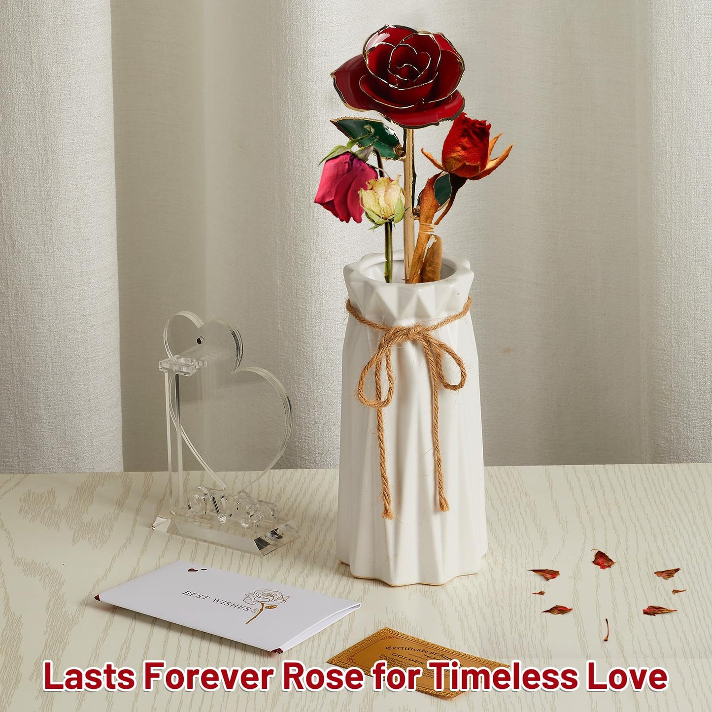 Gold Dipped Real 24K Gold Rose, 1 Pack Infinity Flower Decor Hand Dipped in 24K Romantic Rose Gifts for Women in Her Wife Girlfriend Birthday Anniversary Valentines Mothers Day Christmas(Gold)