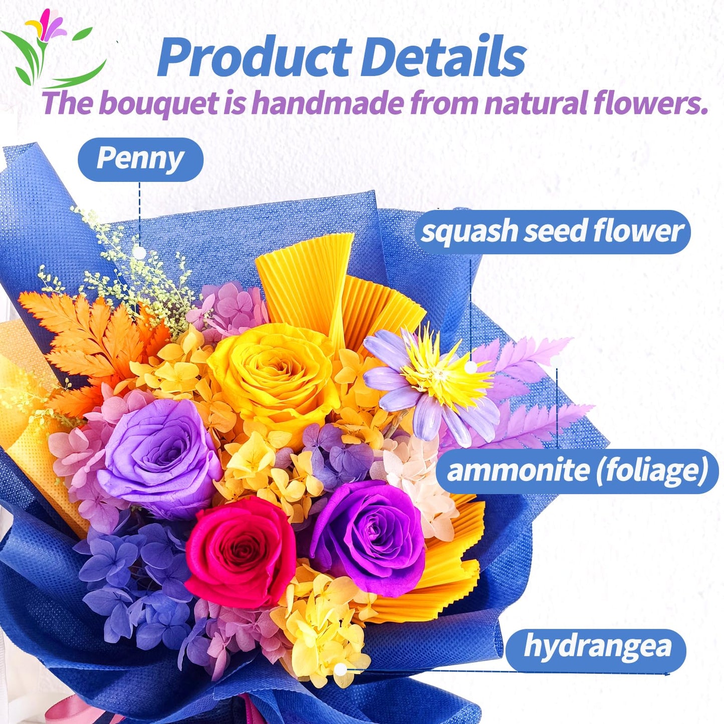 QOEAZY Preserved Flowers Bouquet with Gift Box, Purple Flowers for Delivery Prime, Birthday Flowers for Women Mom Grandma, Flowers Gifts for Valentine's Day, Mother's Day, Anniversary, Christmas