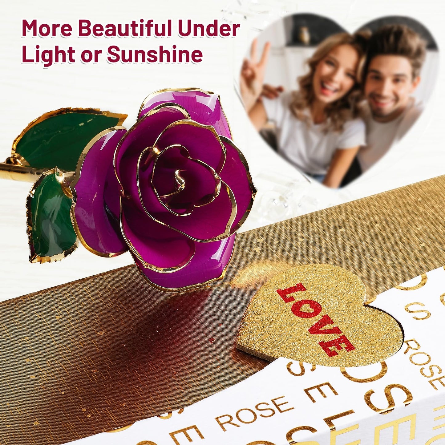 Gold Dipped Real 24K Gold Rose, 1 Pack Infinity Flower Decor Hand Dipped in 24K Romantic Rose Gifts for Women in Her Wife Girlfriend Birthday Anniversary Valentines Mothers Day Christmas(Gold)