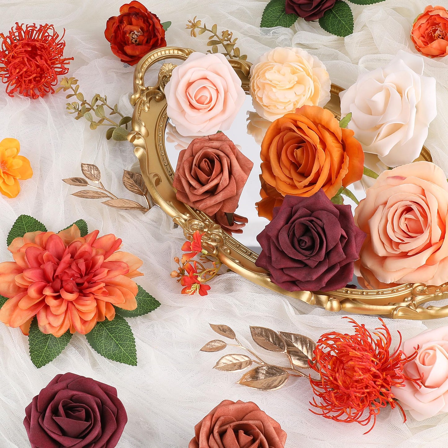 Rose Artificial Flowers Combo Fake Flowers Pink Roses Silk Flowers with Stems for DIY Bridal Wedding Bouquets Centerpieces Arrangements Table Party Baby Shower Home Decor (Champagne Pink)