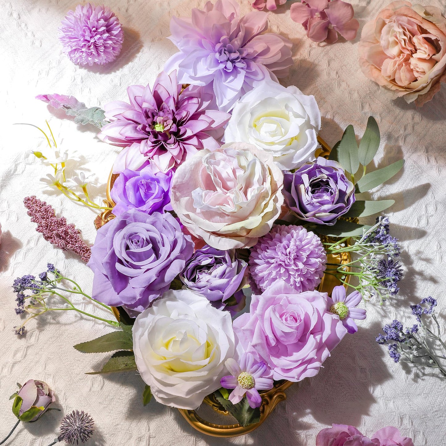 Rose Artificial Flowers Combo Fake Flowers Pink Roses Silk Flowers with Stems for DIY Bridal Wedding Bouquets Centerpieces Arrangements Table Party Baby Shower Home Decor (Champagne Pink)